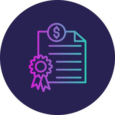 Sertifika Satırı Gradyan Çemberi Simgesi