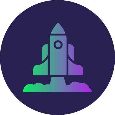 Roket Fırlatma Kabartma Çemberi Gradyan Simgesi