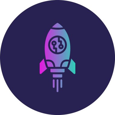 Roket Kabartma Çemberi Gradyan Simgesi