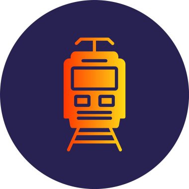 Elektrik Treni Kabartma Çemberi Gradyan Simgesi