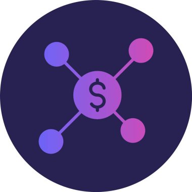 Finans Bağlantısı Kabartma Çemberi Gradyan Simgesi