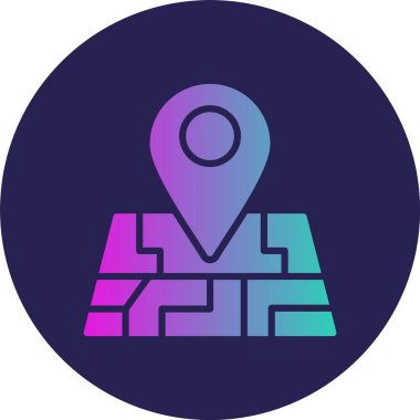 Harita Kabartma Çemberi Gradyan Simgesi