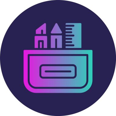 Kırtasiye Kabartma Çemberi Gradyan Simgesi