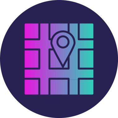 Harita Pin Kabartma Çemberi Gradyan Simgesi