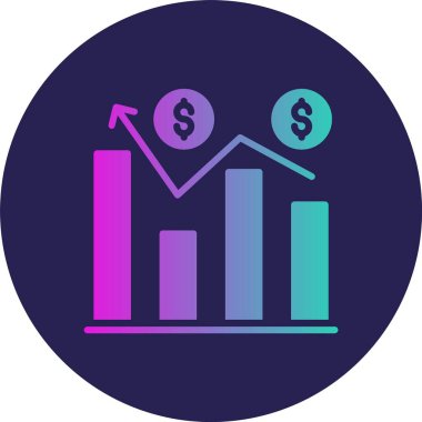 İstatistikler Kabartma Çemberi Gradyan Simgesi