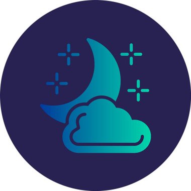 Yarım Ay Kabartma Çemberi Gradyan Simgesi