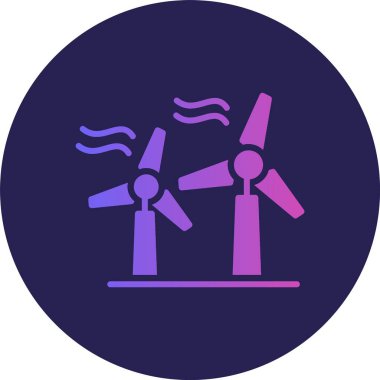 Rüzgar Enerjisi Kabartma Çemberi Gradyan Simgesi