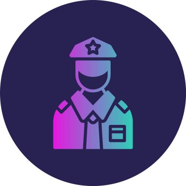 Polis Memuru Glyph Çember Gradyan Simgesi