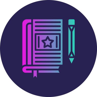 Kitap Kabartma Çemberi Gradyan Simgesi