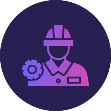 Mühendis Glyph Çember Gradyan Simgesi