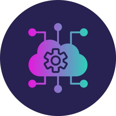 Bulut Kabartma Çemberi Gradyan Simgesi