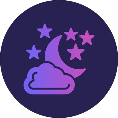 Ay ve Yıldızlar Kabartma Çemberi Gradyan Simgesi