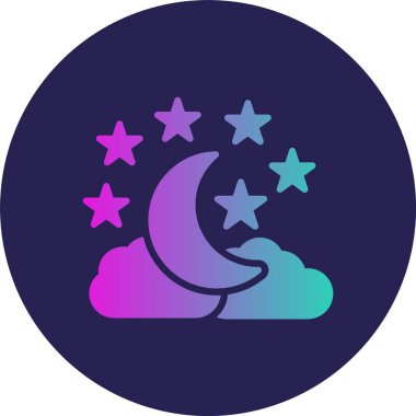 Yıldızlı Gece Kabartma Çemberi Gradyan Simgesi