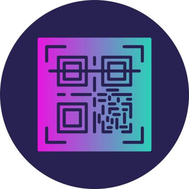 Qr Kodu Kabartma Çemberi Gradyan Simgesi