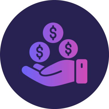 Dolar Kabartma Çemberi Gradyan Simgesi