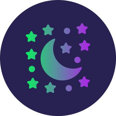 Ay ve Yıldızlar Kabartma Çemberi Gradyan Simgesi