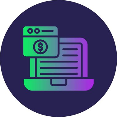 Web sitesi Monetizasyon Kabartma Çemberi Gradyan Simgesi
