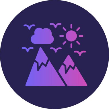 Dağ Kabartma Çemberi Gradyan Simgesi