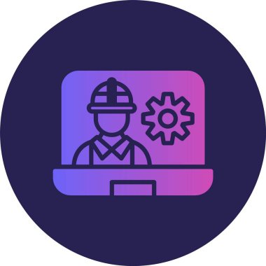 Çevrimiçi İşçiler Kabartma Çemberi Gradyan Simgesi