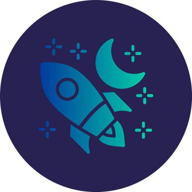 Hilal Ay Kabartma Çemberi Gradyan Simgesi