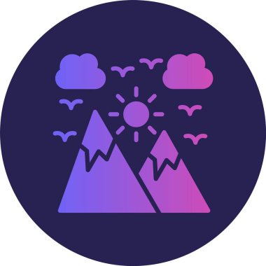 Günbatımı Kabartma Çemberi Gradyan Simgesi