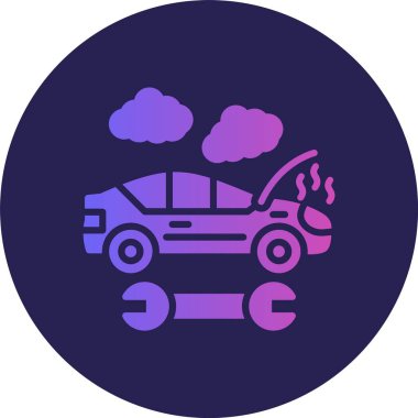 Kırık Araba Kabartma Çemberi Gradyan Simgesi