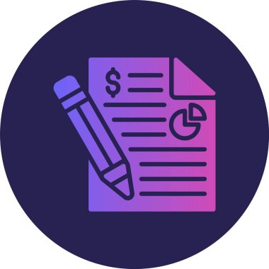 İş Raporu Glyph Çember Gradyan Simgesi