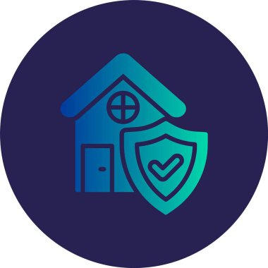 Ev Sigortası Kabartma Çemberi Gradyan Simgesi