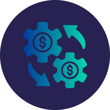 Para Yönetimi Kabartma Çemberi Grafik Simgesi