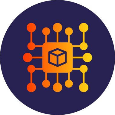 Küp Kabartma Çemberi Gradyan Simgesi