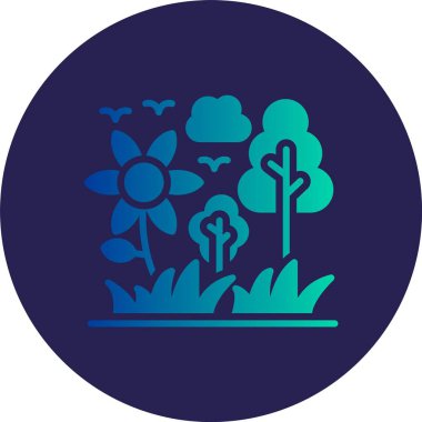 Çiçek Kabartma Çemberi Gradyan Simgesi