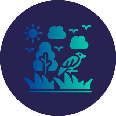 Orman Kabartma Çemberi Gradyan Simgesi