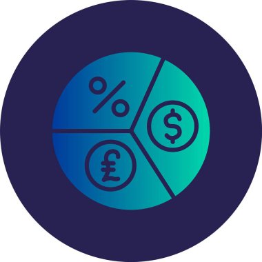 Bölünen Kabartma Çemberi Gradyan Simgesi