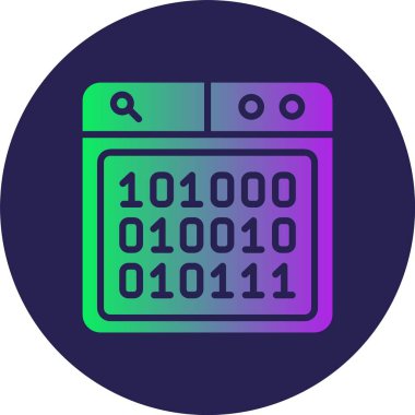 İkili Kod Kabartma Çember Gradyan Simgesi