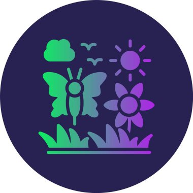 Kelebek Kabartma Çemberi Gradyan Simgesi