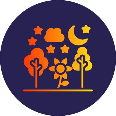 Gece Kabartma Çemberi Gradyan Simgesi