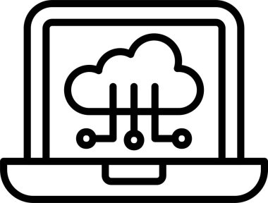 Bulut teknolojisi çizgi simgesi tasarımı