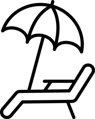 Plaj Şemsiyesi Çizgisi Simge Tasarımı
