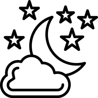 Ay ve Yıldızlar Çizgisi Simge Tasarımı