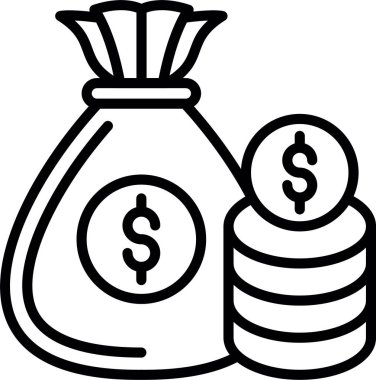 Para çantası Satır Simgesi Tasarımı