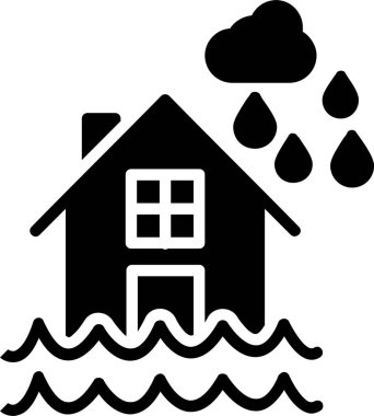 Su Altındaki Ev Vektörü Simgesi Tasarımı