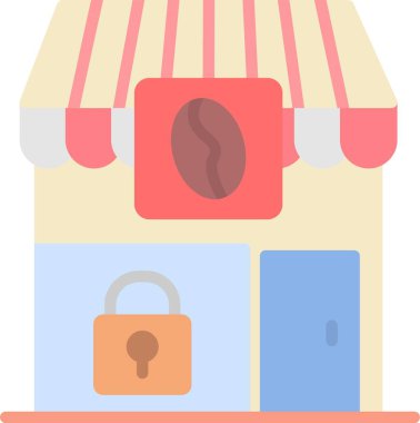 Kahve Dükkanı Yakın Vektör Simgesi Tasarımı