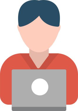 Dizüstü Bilgisayar Vektörü Simgesi Tasarımı Üzerinde Çalışan Kullanıcı