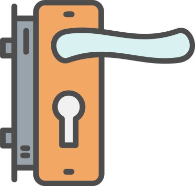 Door Handle and Lock Vector Icon Design