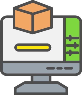 3d Modelleme Vektörü Simgesi Tasarımı