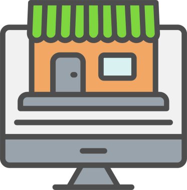 Çevrimiçi Dükkan Vektörü Simgesi Tasarımı