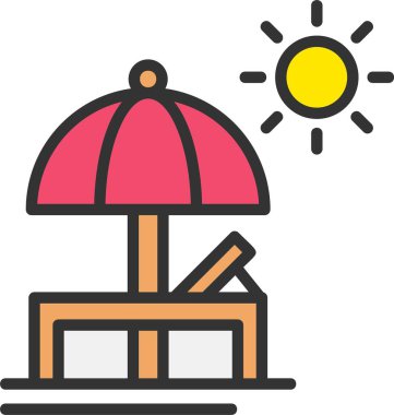 Sunbed Vektör Simgesi Tasarımı