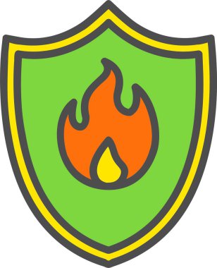 Ateş Koruma Vektörü Simgesi Tasarımı