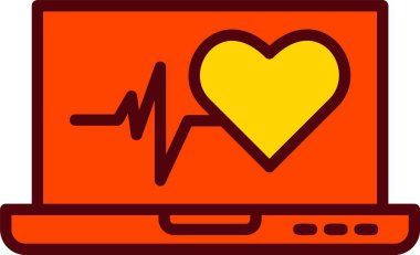 Kalp Hızı Vektör Simgesi Tasarımı