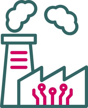 Akıllı Fabrika Vektör Satırı Vektör Simgesi Tasarımı